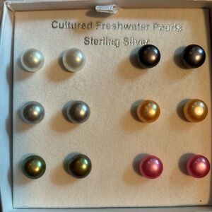 Cultured Freshwater Pearl Sterling Silver Earring Set